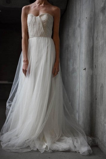 A-Line Sweetheart Tulle Dress With Ruching and Pleats