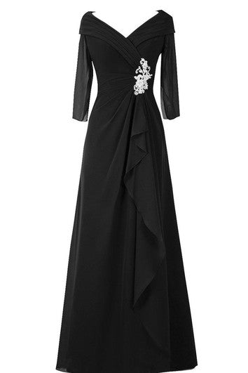 Vestido de gasa de línea A de 3-4 con volantes con volantes