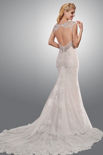 Delicate Floral Lace Wedding Dress With Open Back