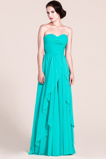 Sweetheart Layered Chiffon Dress With Pleats