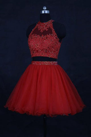 Mini High-neck Organza Dress With Beading