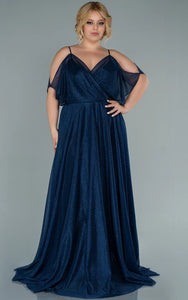 Empire Spaghetti Sequin Pleated Plus Size Pleated Prom Dress with Low-v Back