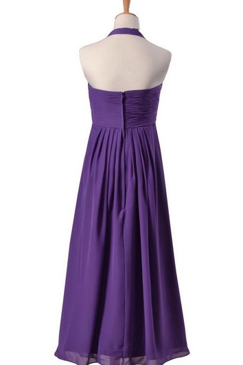 Sleeveless Long Layered Chiffon Dress With Drapped Applique