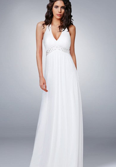 Halter Beaded Chiffon Long Wedding Dress