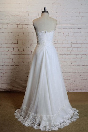 Sweetheart Sleeveless A-Line Tulle Dress With Lace Edging