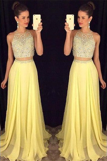 Nádherné korálkové šaty bez rukávů na ples, dlouhé šifonové večerní šaty