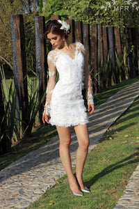 Mini Lace Organza Satin Dress With Flower Embroideries