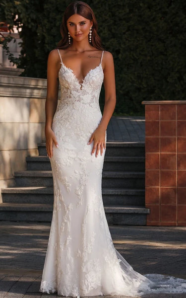 Mermaid Casual Lace Fitted Sexy Beach Sheath Wedding Dress