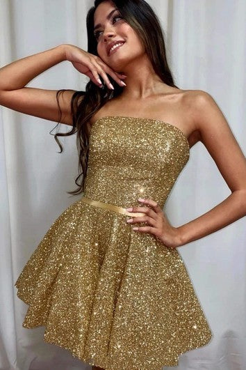 Modern Sleeveless Mini A Line Sequins Open Lace-up Cocktail Dress