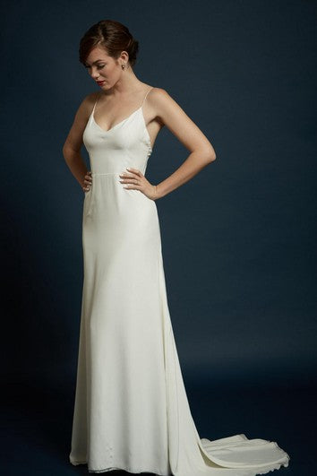 Charmeuse Sheath Sleeveless Dress With Spaghetti Straps and Open Back