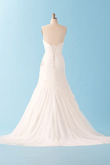 Lovely Beaded A-line long Dress With Sweetheart and Strapless Style