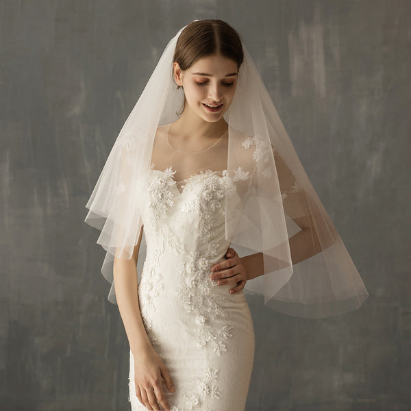 European Style Simple Two Tier Veil