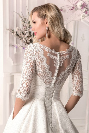 Crystal Detailing Lace Lace-up A Line Dress