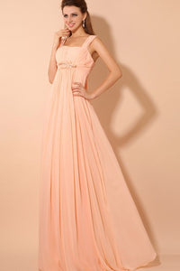 Chiffon Empire Floor-Length Dress With Pleating and Straps