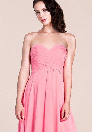 Simple Style Sweetheart Strapless Long Chiffon Bridesmaid Dress