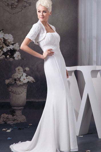 Strapless Sheath Chiffon Bolero and Dress With Lace