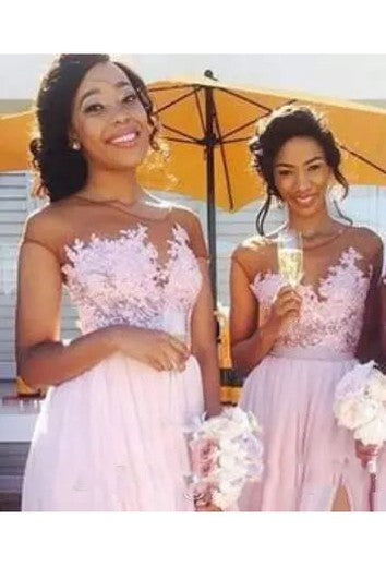 Šaty s krátkým rukávem, podlahové délky, z tylu, áčkového střihu, s výstřihem Jewel Cap