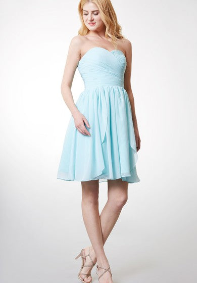 Dainty Bodice-ruched Layered A-line Chiffon Dress