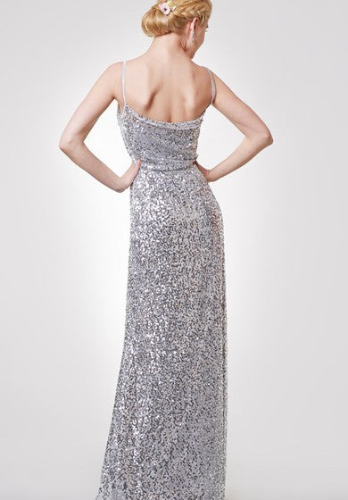 Unique Spaghetti Straps V-neck Sequined Long Dress