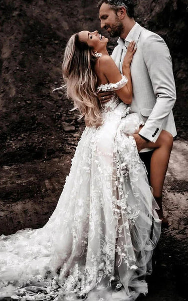 Sexy Country Off-the-shoulder Lace Wedding Dress