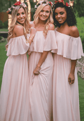 Adorabile abito da damigella d'onore in chiffon a spalla