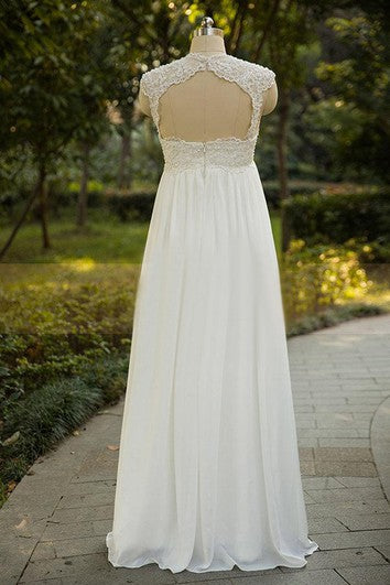 Cap Sleeve Chiffon Lace Weddig Dress