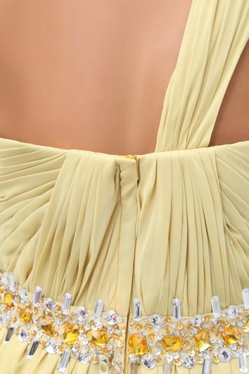 Šaty z šifónu s jedním ramenem a volánky, kratší vpředu a delší vzadu