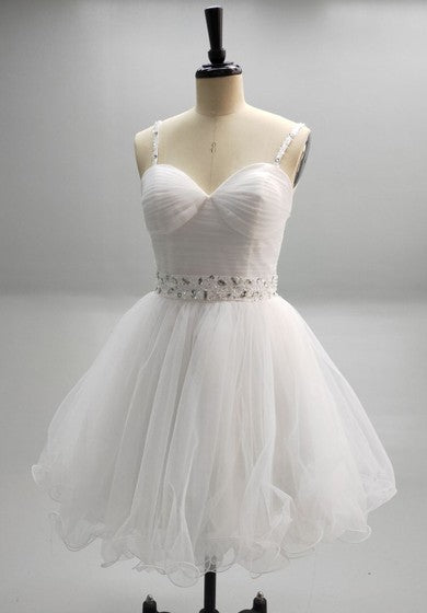 Sweetheart Beaded Spaghetti Straps Short Organza Dress