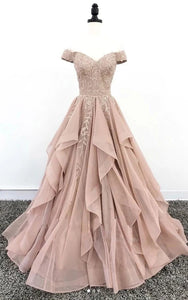 Dusty Rose Strapless Empire A-line Draped Applique Prom Dress