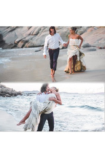 Spaghetti a-line sexy sexy tiers lunghi lunghi lunghi abiti da sposa in pizzo in pizzo