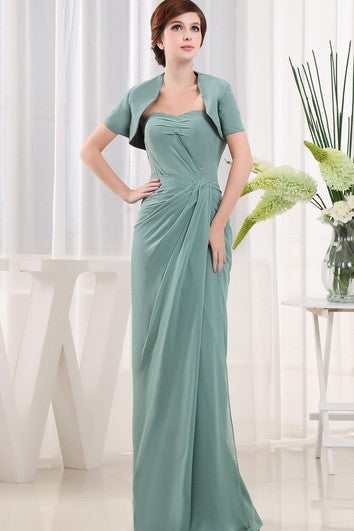 Sweetheart Long Chiffon Bolero and Dress With Central Ruching