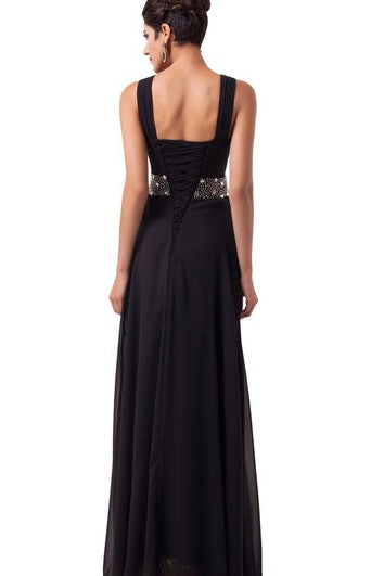 Sexy Sleeveless Chifofn Dress With Beaded Waist