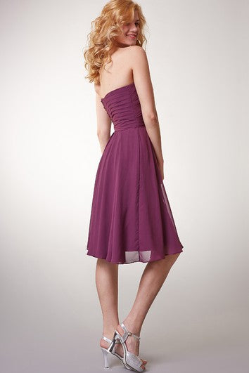 A-line Style Strapless Short Chiffon Dress