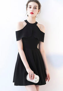 A-line Sexy Little Black Dress With Cap Sleeves And Ruching