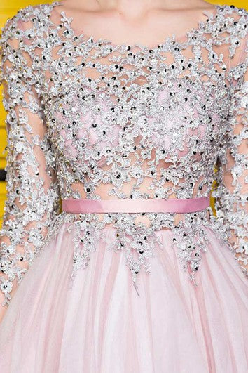 Vestido de tul de té de té de té de cuello con manga de manga de encaje 3-4