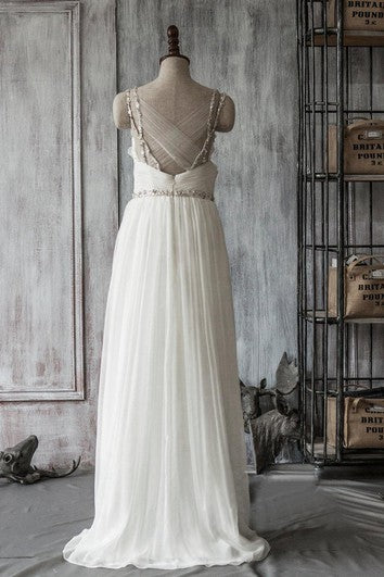 Šaty bez rukávů ve tvaru A z plisovaného šifónu s tenkými ramínky a krystalovými detaily