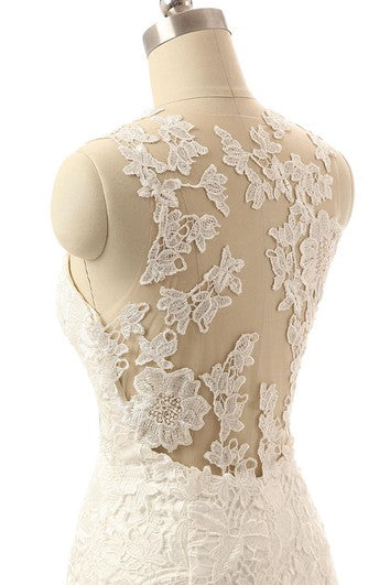 Mořská panna podlahové délky bez rukávů s volány a krajkou