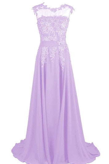 Illusion Neckline A-line Gown With Beaded Lace Appliques