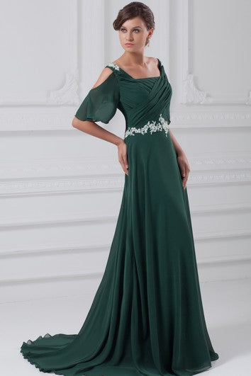 Nádherné flitrované šaty z šifónu poloviční délky do áčkového střihu pro zvláštní příležitosti