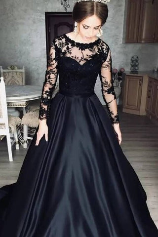 Casual Floor-length Long Sleeve Satin Ball Gown Prom Dress with Ruching