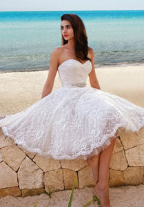 Princess Style Sweety Midi Wedding Dress With Sash