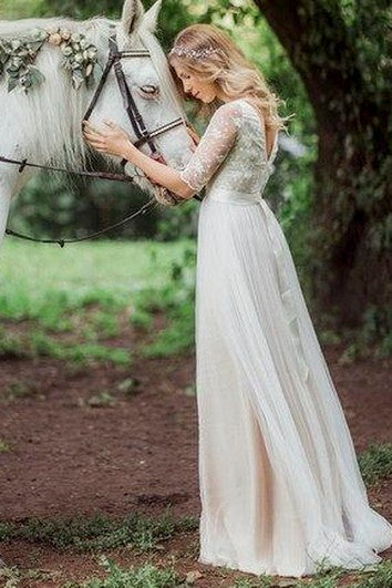 A-Line Tulle and Lace Wedding Dress