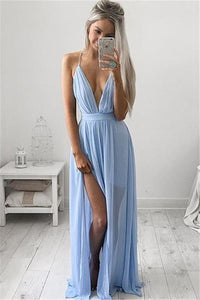 Elegant V-Neck Long Prom Dress Chiffon Floor Length