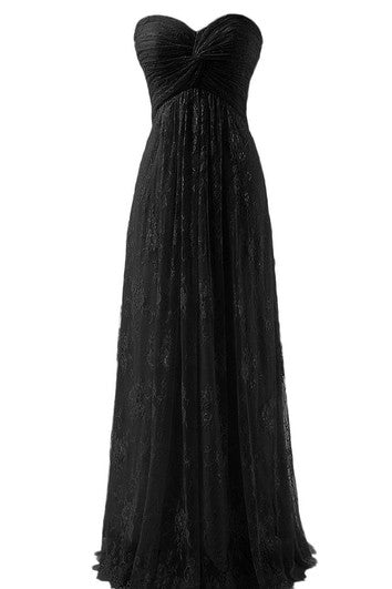 Dlouhé šaty Sweetheart s řasením a krajkovým živůtkem