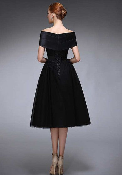 Vestido de tul de la rodilla de la rodilla del hombro V Neck V Neck