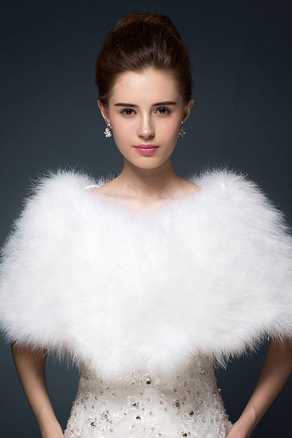 Bride Fur Ostrich Hair Shawl Cape Winter Wool Shawl