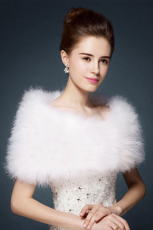 Bride Fur Ostrich Hair Shawl Cape Winter Wool Shawl