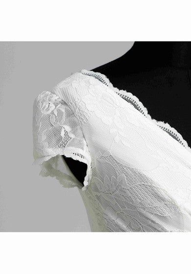 Vestido de novia de manga corta de una capa de jardín de jardín