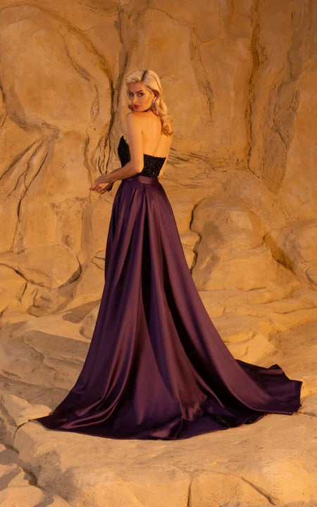 Robe de bal sexy à col en cœur et à traîne amovible