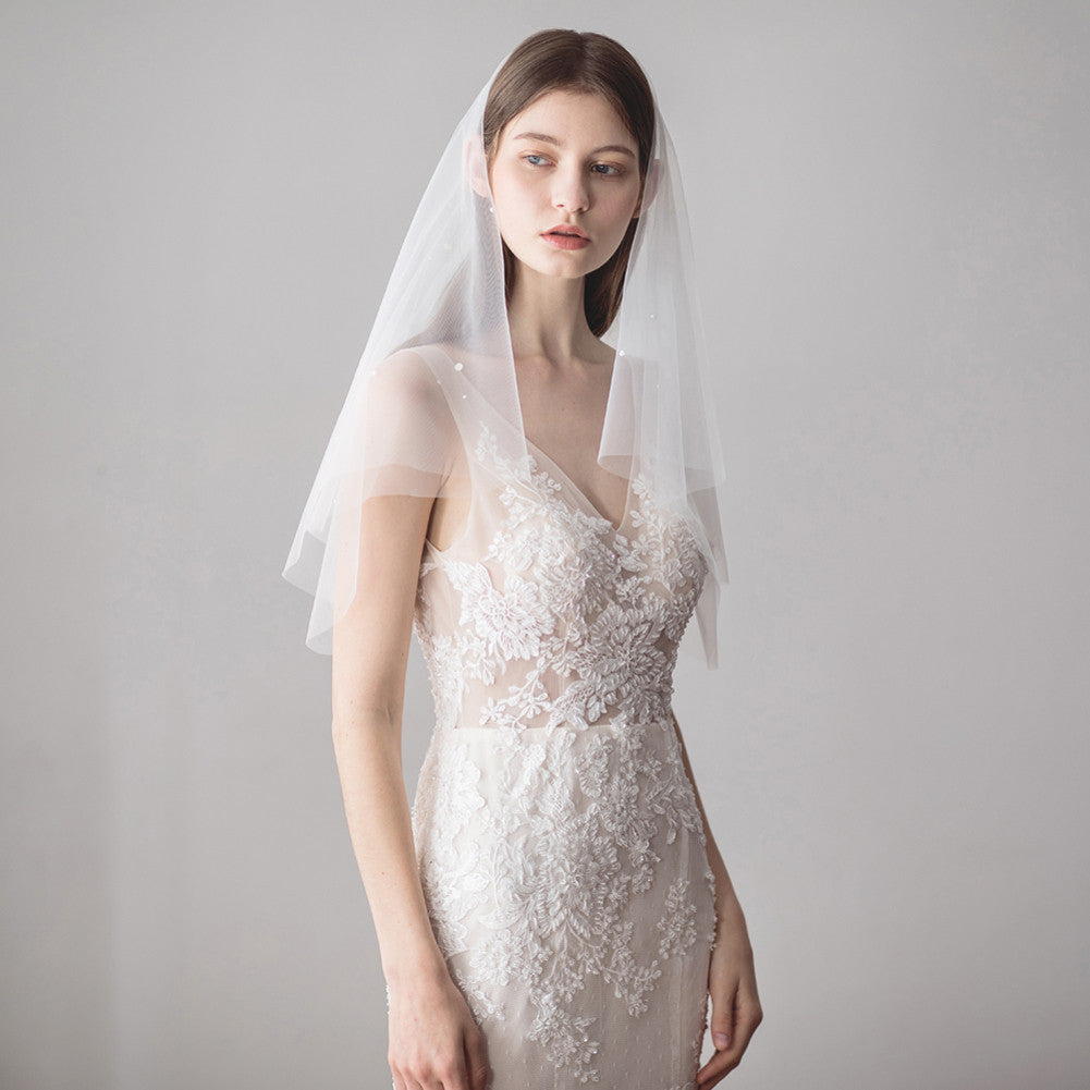 Two Tier Handmade Bridal Veils with Beads